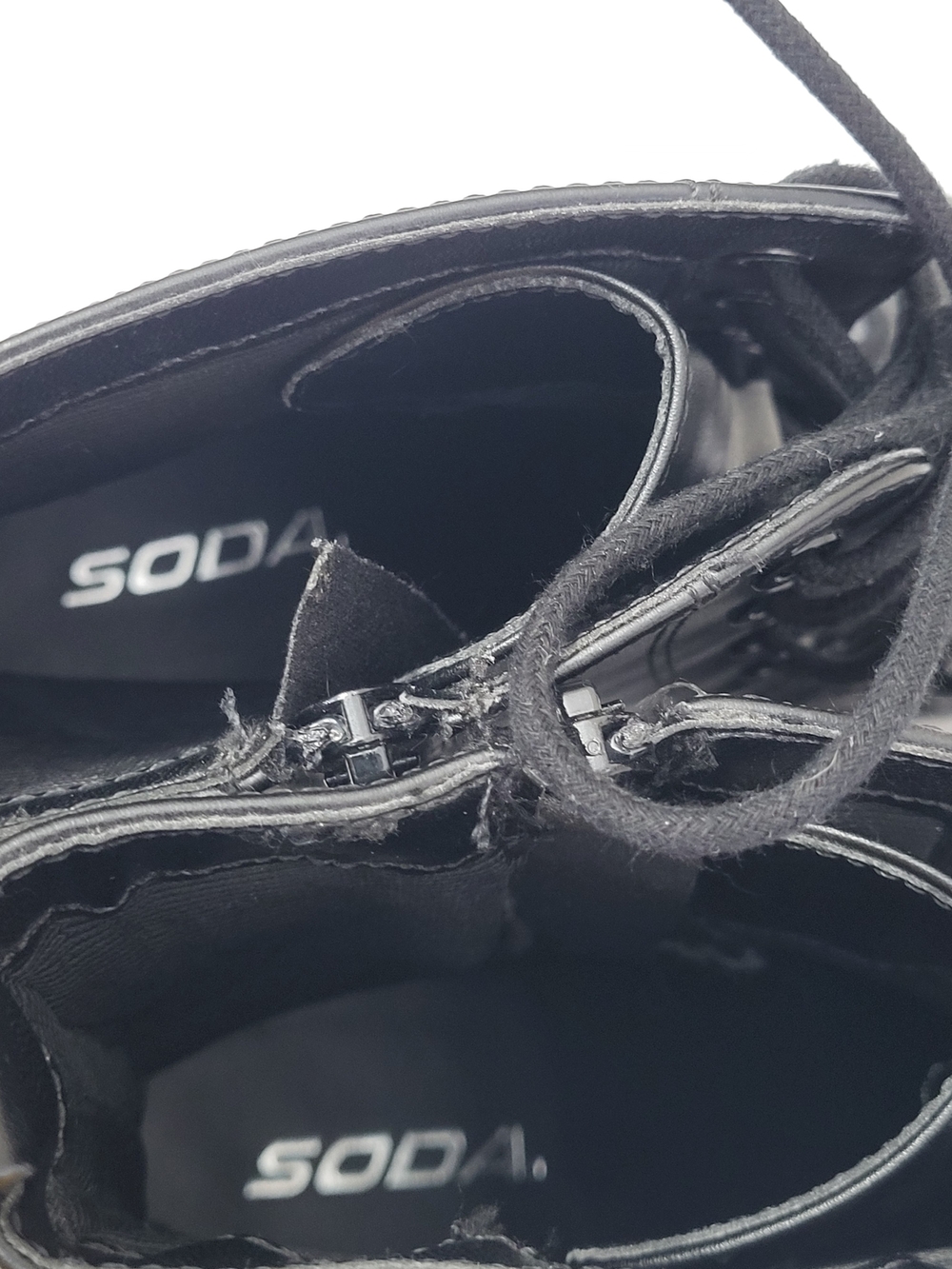 Soda Black Lace-Up Platform Combat Boots - Women Size 11 - Picture 6 of 11